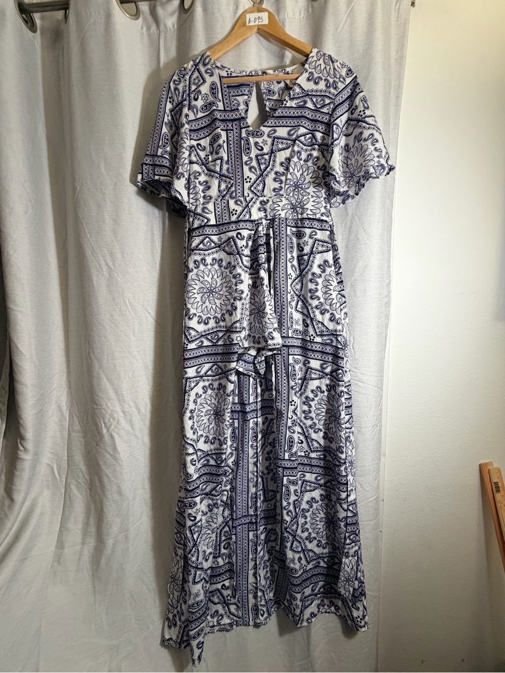 True Destiny White & Navy Paisley Overlay Romper - Picture 2 of 15